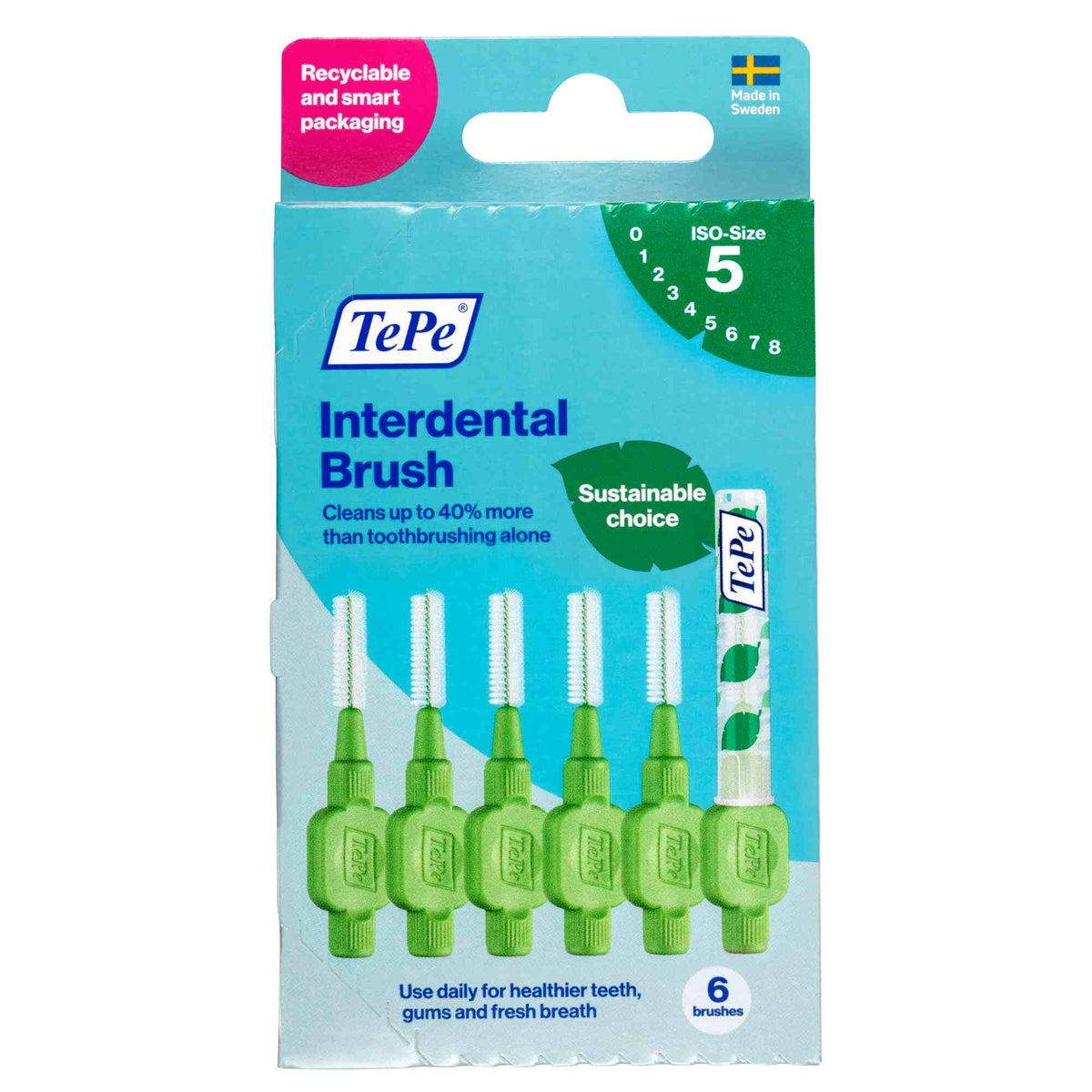 Tepe Interdental Brush Green 0.8MM Size 5 Pack